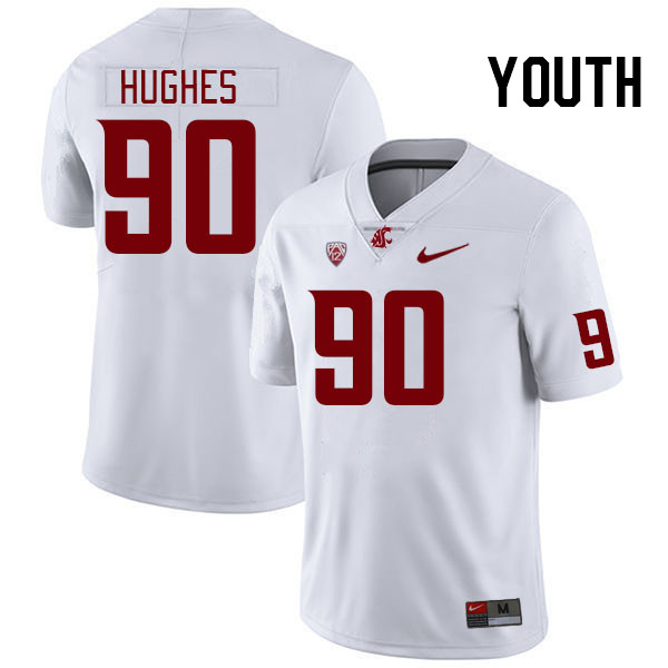 Youth #90 Michael Hughes Washington State Cougars College Football Jerseys Stitched Sale-White